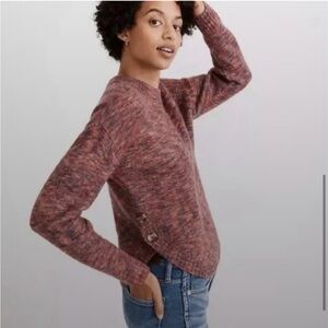 Madewell Space-Dyed Birchmont Side Button Pullover Sweater Size Medium